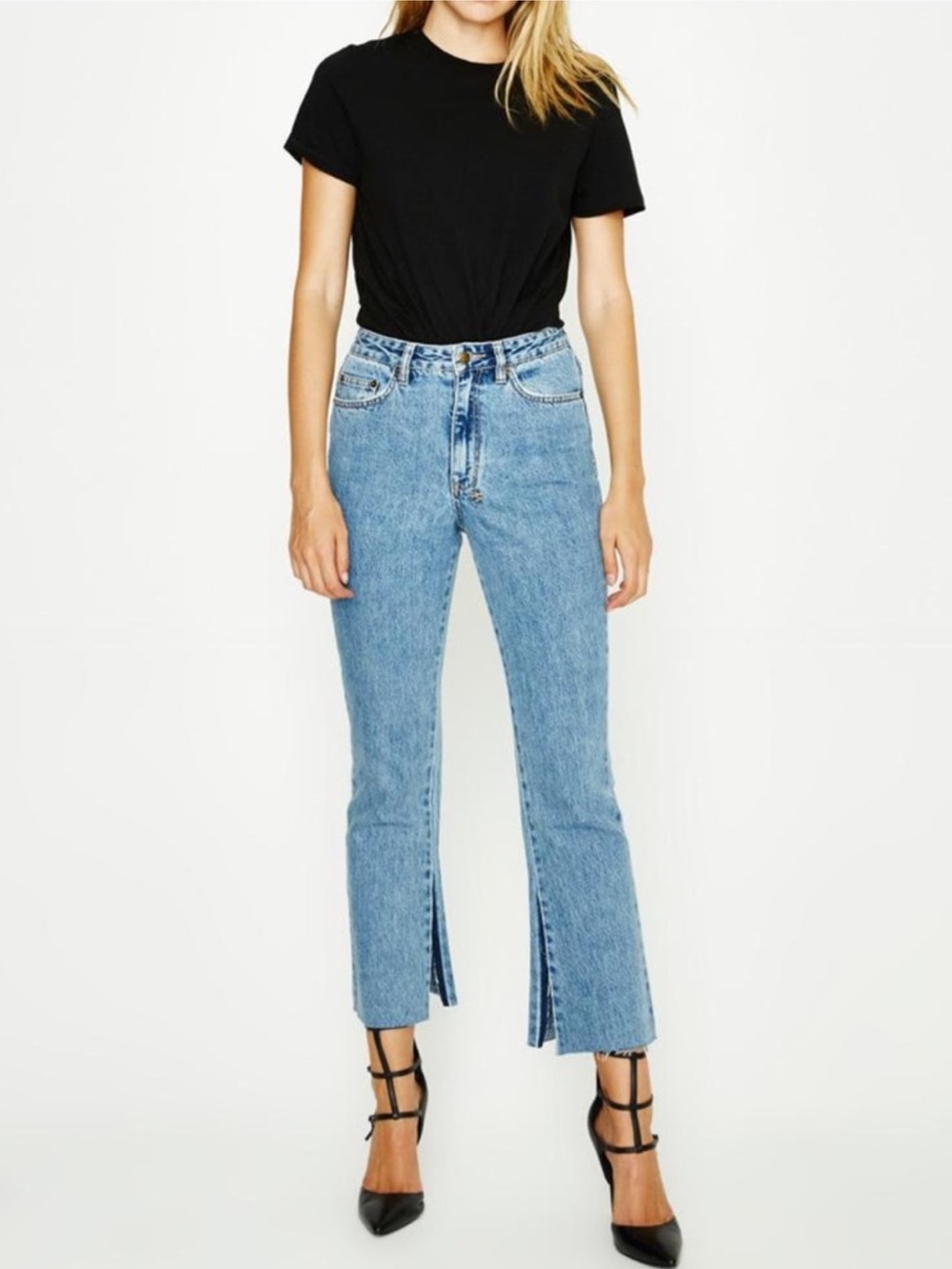 Ksubi skinny kickn bae flare slit blue jeans
